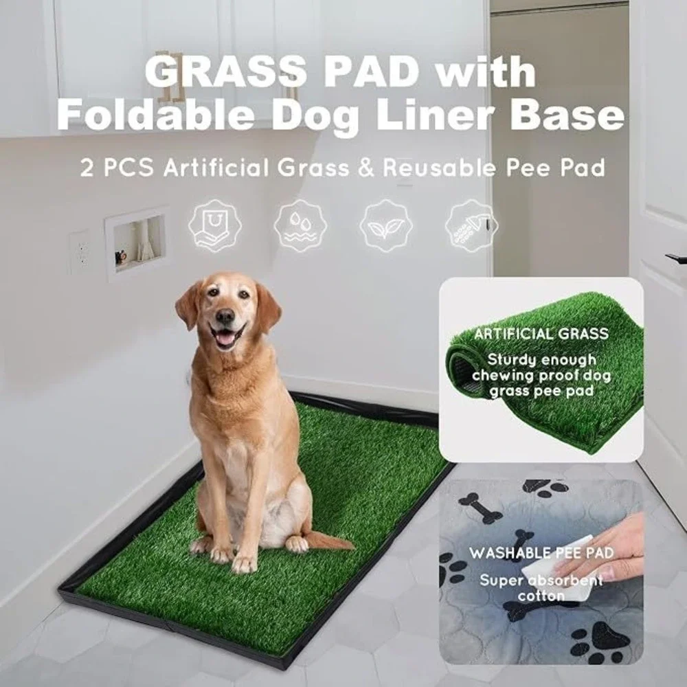 NIB Dog Grass Pad with Foldable Dog Litter Box,Extra Large Liner Base, Pee Pad